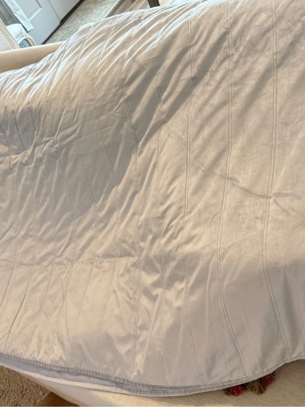 Tahari Home Silver Grey Velvet Channel Queen Coverlet Blanket